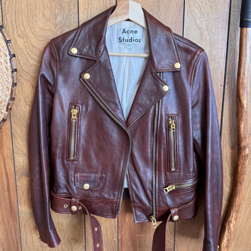 Acne Studios Brown Leather Motorcycle jacket